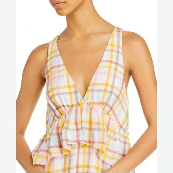 Cinq à Sept Astor V-neck Tiered Plaid Print Maxi Dress - Picture 7 of 13